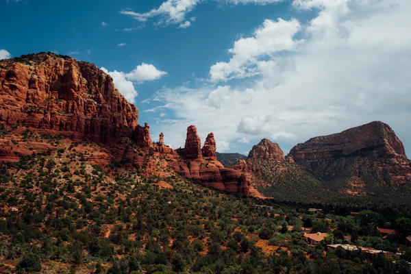 Red rock buttes near Sedona under a blue sky